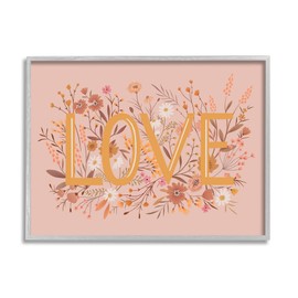 Stupell Industries Botanical Love Typography Delicate Floral Details, Design by Heather McLaughlin, Grey Framed, 30 x 24