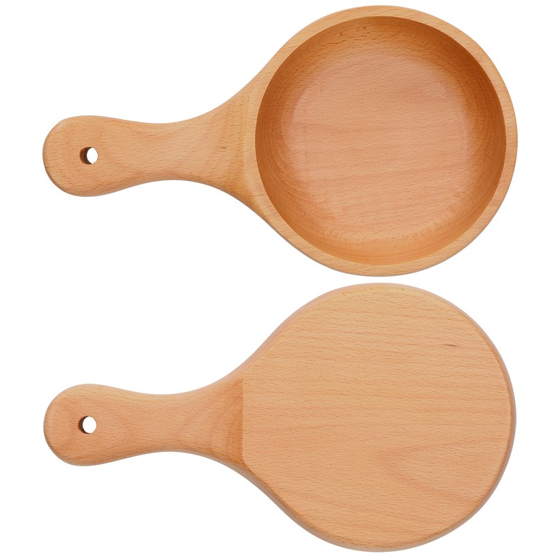 Wooden Bowl with Handle Noodle Bowl for Salad Fruit Soup