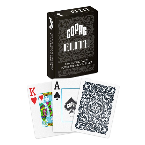 Copag Elite 100% Plastic Playing Cards Poker Size Jumbo Index Single Deck (Black)