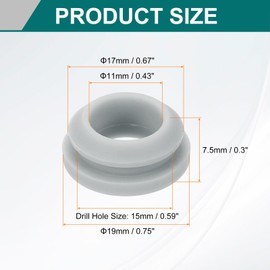 sourcing map 12Pcs Rubber Grommets, Mount Dia 15mm ID 11mm Snap Firewall Hole Plug, Anti-Scratch Hole Cover Plug for Electrical Box Cable Wiring, Gray