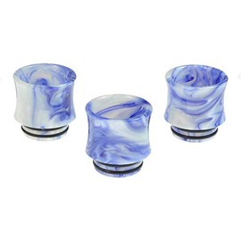 Armerah Marbled Curve 810 Drip Tip eCig Mouthpiece Short/Extra-Wide Epoxy Resin 3 Pack White-Blue