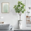 Artificial Tree in Abstract Ink Planter, Fake Magnolia Tree for