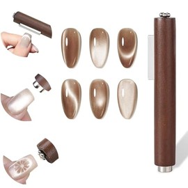 Imán Para Uñas 3 En 1, Herramienta Magnética Con Efecto Ojo De Gato, Potente Imán De Succión, Kit De Diseño De Uñas Con Mango De Madera, Duradero Y Re