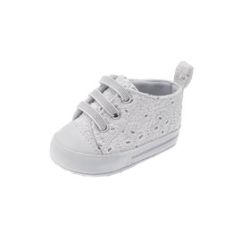 Chicco Girls' Trainers for Newborns with Elastic Laces, Crib Shoe, White
