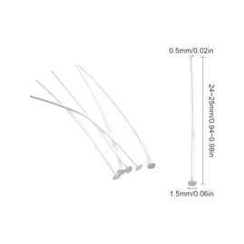 SUNNYCLUE 1 Box 40Pcs 925 Sterling Silver Flat Head Pins 25mm Flat Head Pin Headpins Headpin Flat Head Pins for DIY Jewellery Making Earrings Findings Women Adults Crafts Dangle Earring Supplies
