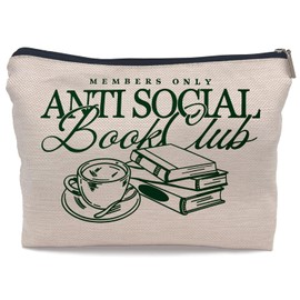 Ayxvt Book Lover Reader Bookworm Gifts Makeup Bag, Book Club Gifts for Women Cosmetic Bags, Funny Bookish Booktrovert Zipper Makeup Pouch