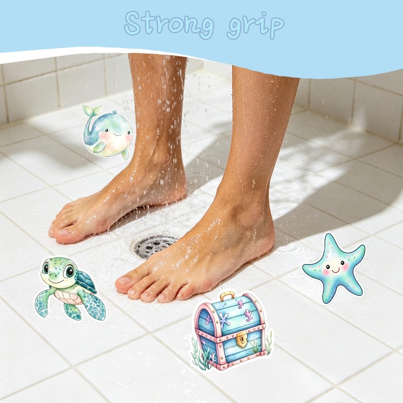 Bathtub Non-Slip Stickers, 25 PCS Large Cute Sea Creature Anti-Slip
