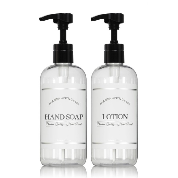 Artanis Home Clear Refillable Hand Soap and Lotion Dispenser Set
