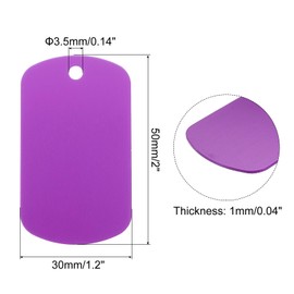 MECCANIXITY Metal Blank Tags for Stamping, Aluminum Dog DIY Engraving Tags With Necklace Chain for Pet ID, Pendant Decoration, Craft - 20 Set (Purple)