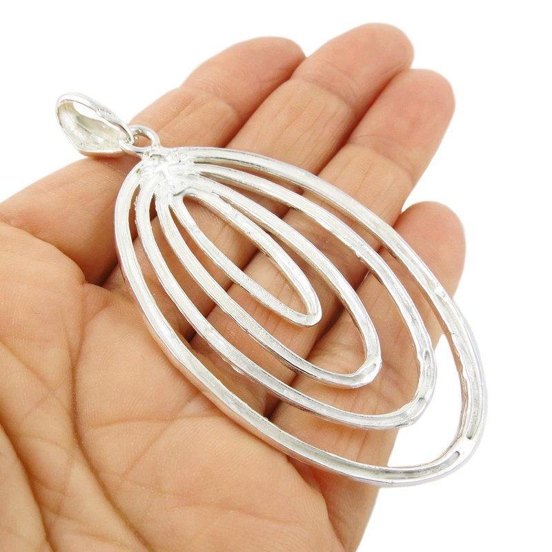 The Mexican Collection Hallmarked Large 925 Sterling Silver Long Oval