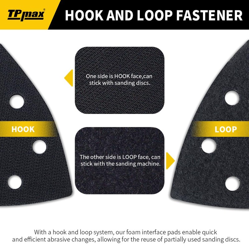 5 Pack 90 mm Triangle Sanding Interface Pads, Hook and
