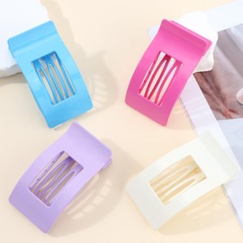 Flat Hair Clips for Women Girls, Pink Lay Flat Claw Clips, Strong Hold Large Side Hair Clip All Hair Types, French Duck Billed Non Slip Grip Daily Styling Hair Jaw Claw Clip
