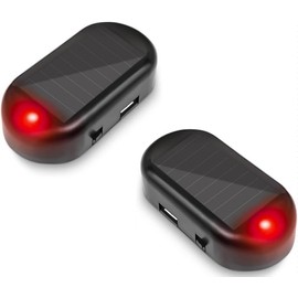 Shudyear Car Solar Power Simulated Dummy Alarm，Anti-Theft LED Flashing Security Light Fake lamp，with USB Charger Port，car security Accessories Universal for Most Cars(2pcs Red)