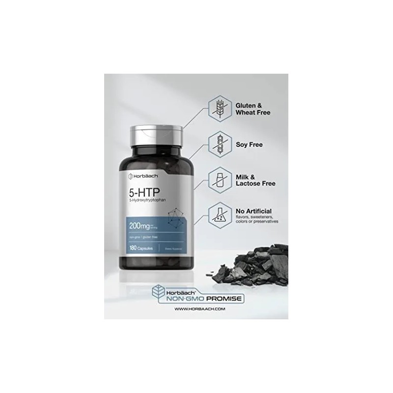 Horbäach Suplemento 5HTP de 200 mg | 180 cápsulas |