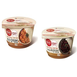 CJ Cupbahn Hatbahn Microwavable Rice Bowls (Kimchi + Jjajang Combo, 2 Pack)