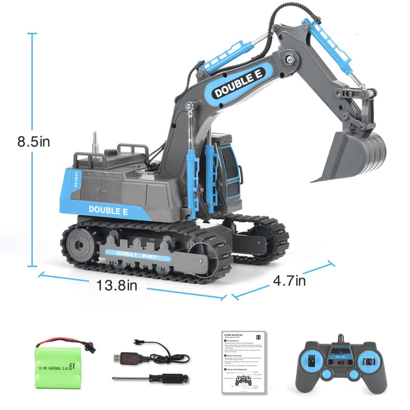 DOUBLE E Remote Control Excavator Toy RC Excavators Rechargeable Battery