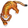 Folienballon Bengalischer Tiger, Dekoration in Form eines orangefarbenen Tigers mit schwarzen Streifen, Cartoon-Kunst
