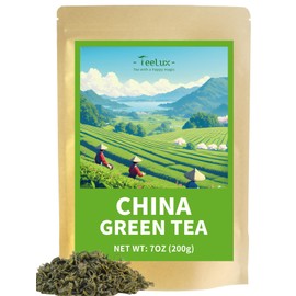 TeeLux Premium Green Tea Loose Leaf 200g, Vegan, Rich in Antioxidant, Pure & Natural Green Tea from China, Caffeinated, Support Overall Health