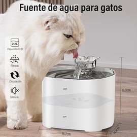GALASALA Fuente de Agua para Gato, 2.2L/74Oz Bebedero para Gato, Fuente para Gatos con Bomba Silenciosa y Filtros de Agua para Gatos