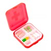Portabs Pastillero Caja Portátil Para Pastillas Con División (Rojo)