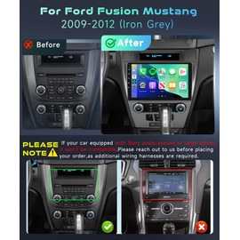 8Core 4GB+64GB for Ford Fusion Mustang 2009-2012 Car Stereo Radio with Snapdragon Chip 10.1 Inch IPS Touchscreen Wireless Carplay/Android Auto DSP Hi-Res 5/6GhzWiFi GPS Android 13 Camera, lron Grey