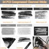 Dlicoda 24 Pcs Compressed Charcoal Sticks with Soft, Medium, Hard