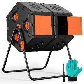TOP XIAN Compost Tumbler Outdoor 45 Gallon/170L, Dual Chamber Large Compost Bin for Garden, Backyard, and Yard, Large Opening & Elevated Base 360°Rotating Tumbling Composter for Gardeners