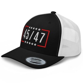 RIVEMUG NG 45/47 Embroidered Curved Bill Trucker Hat Mid Crown Adjustable 45 47 Cap Black/White