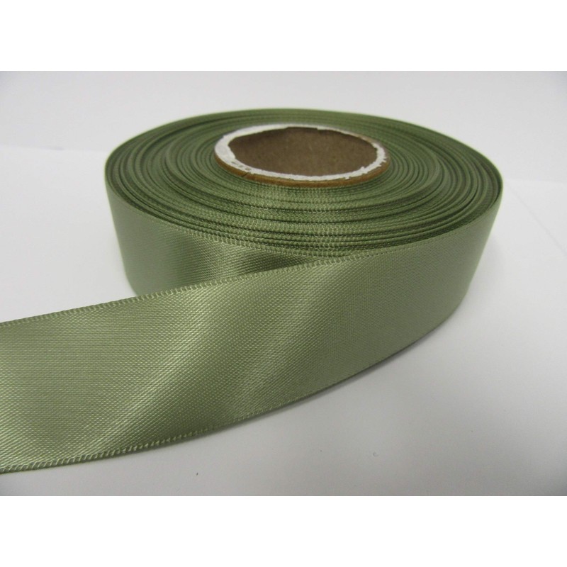 2 metres of 25mm Satin Ribbon Moss Dusky Sage Green