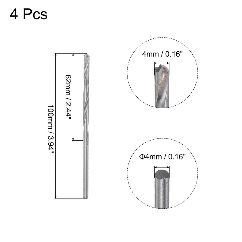 sourcing map 4mm Cutting Dia Cemented Carbide Twist Extra Long