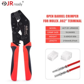 JRready ACT-SY-JRN003S 062" Crimp Tool for 1.57mm Dia. terminal Stamped Formed Contacts 1560/1561 Series 18-24AWG Open Barrel Ratchet Molex Crimper Professional Hand Tool
