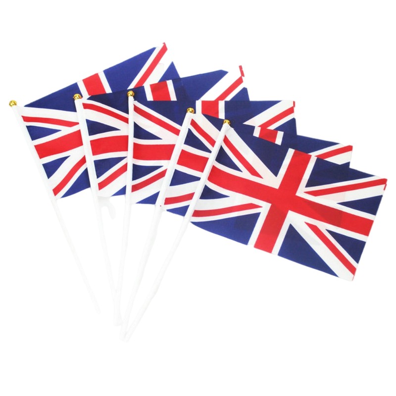 100Pcs Union Jack Mini Flags Hand Held Stick Flags Small