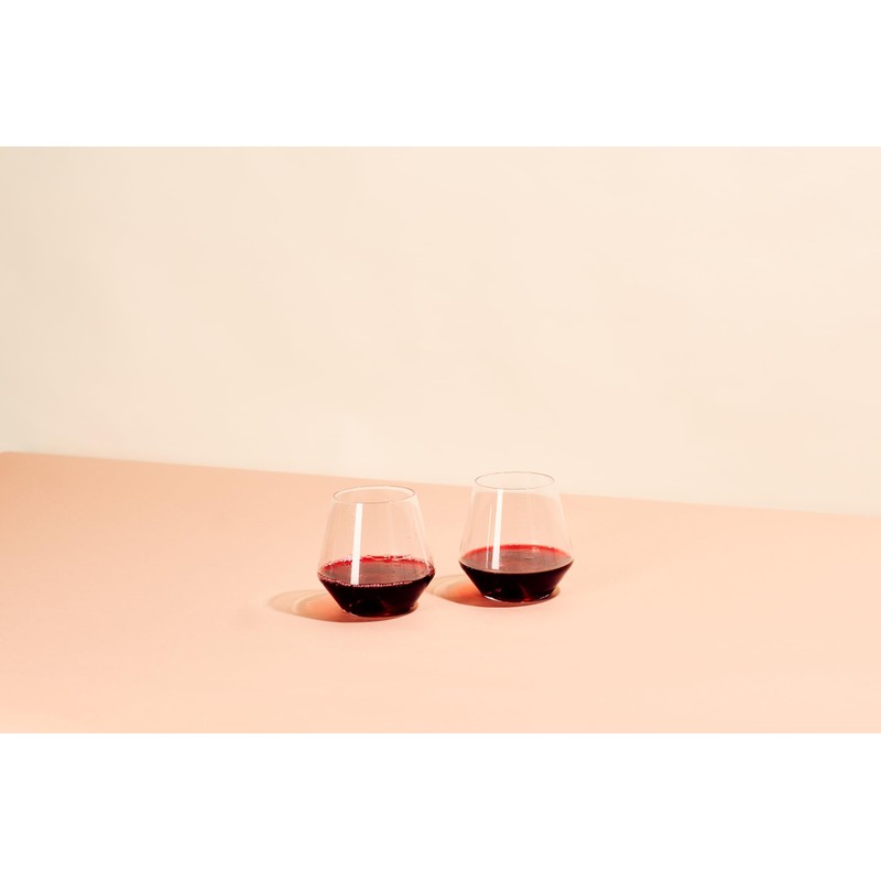 Sempli Monti Rosso Stemless Wine Glasses Set of 2 -
