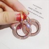 MAIHAO Fashion Rhinestone Double Circle Hoop Earrings for Women Geometric