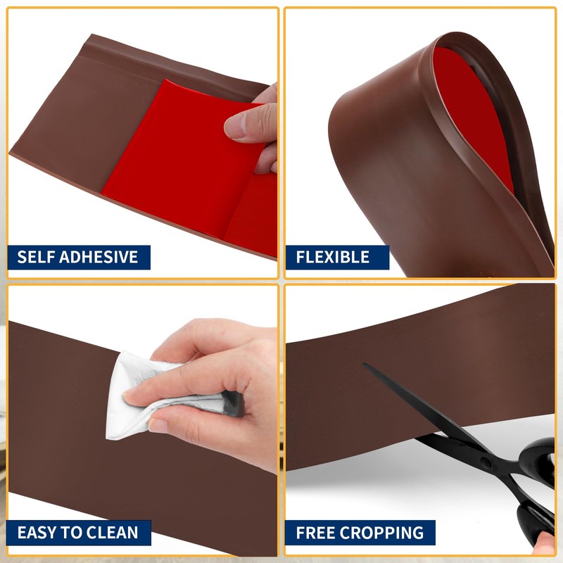 Heonay Flexible Baseboard Molding Trim 6 Inch Self-Adhesive Vinyl Wall