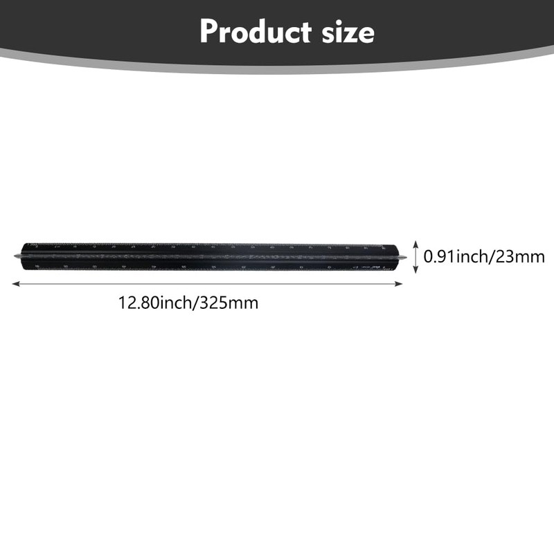 Aluminum Architectural Scale Ruler, Drafting Ruler, Precision 12" Triangular Drafting
