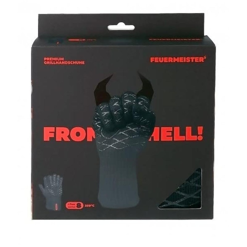 Premium BBQ Gloves - Aramid/Nomex - Black/Red - Set of