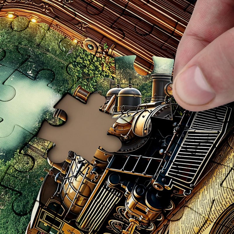 Train Forest Book Puzzle 1000 Pieces for Adults, Magic Vintage