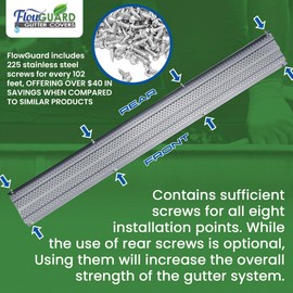 FlowGuard USA Made Professional DIY 5 Inch High Clearance 50-Year Gutter Cover System - Matte - Aluminum Gutter Guards - 22 Feet - by FlexxPoint