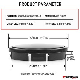 RhinoTuning 4 PCS 56 mm Wheel Center Caps Compatible with Subaru Outback Gen5 wheels 18" rim diameter scion rims 17", OD: 56 mm / 2.2" ID: 53 mm / 2.09" Black Hub Caps Wheel Trims
