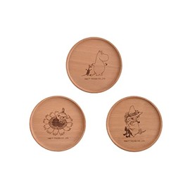 Rattan Gei TOUGEI Wooden Coasters (Moomin Little My Snufkin) Set of 3 Wooden Natural Wood Moomin Series Wooden Coasters