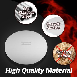 Fire Pit Lid 28 inch Drop-in Fire Pit Cover Round with Handle Stainless Steel Suitable for 25" Round Fire Pits or Burner Pan