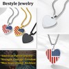 Bestyle Women Stainless Steel US Flag Necklace Heart American Flag
