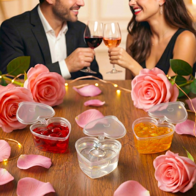 50 Sets 1.5 oz Heart Shaped Jello Shot Cups with