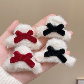 Cute Butterfly Plush Claw Clip - New Year Hair Accessory for Women One Size/Black Bow Clip 20ea