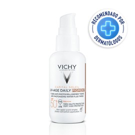 Vichy Capital Soleil UV-Age Daily, getöntes Sonnenfluid mit LSF 50+, Anti-Falten und Anti-Flecken-Effekt, mit Niacinamid, Probiotika, Peptiden und Vulkanwasser von Vichy, Medium, 40 ml