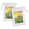 Lunarable Country Fabric Pouch Set of 2, Fields at Sunset