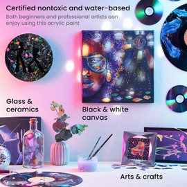 Arteza Iridescent Acrylic Paint, A709 Fancy Black, 118 ml Bottle, Chameleon Colors, High-Viscosity Shimmer Paint, Water-Based, Blendable, for Canvas, Wood, Rocks, Fabrics and More