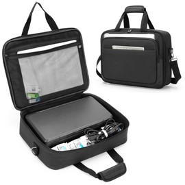 samdew Mobile Printer Storage Bag Compatible with HP Tango/Tango X, HP Officejet 250/200, Portable Printer Carrying Case for Travel, with Laptop Layer(up to 14"), Shoulder & Trolley Strap, Bag Only
