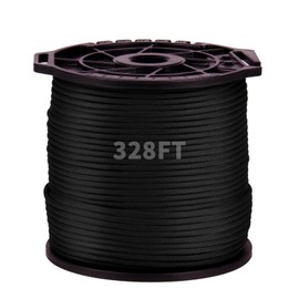 Ligebul Paracord Rope, 100M/328FT, 4mm, 9 Strand Parachute Spool Cord Nylon Paracord Rope for Camping Hammock Clothslie Hiking Fishing Survival (Black)